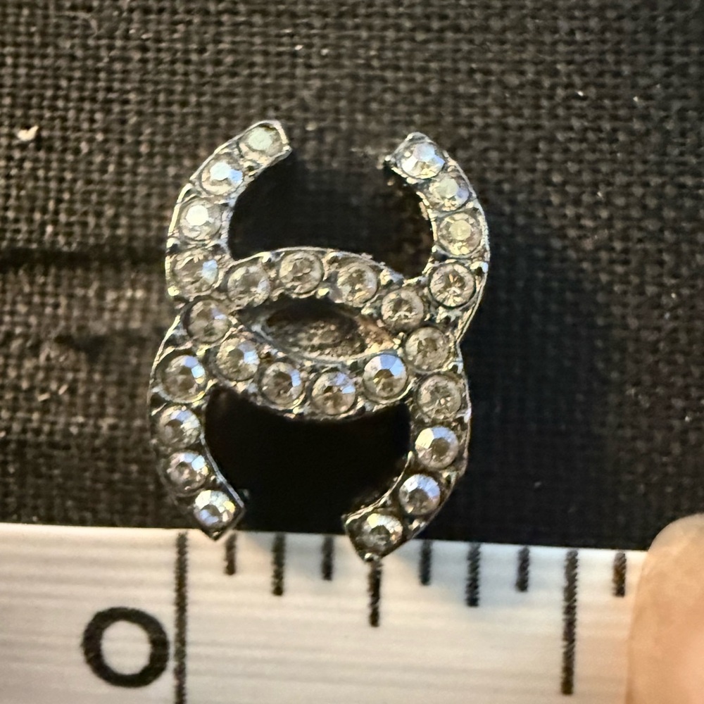 CHANEL Crystal CC Logo Silver-Tone Earrings - Picture 6 of 6